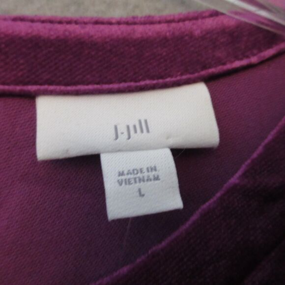 J Jill Dress Large Purple Velvet Short Sleeve Shift Lagenlook Party NWT - Picture 4 of 12